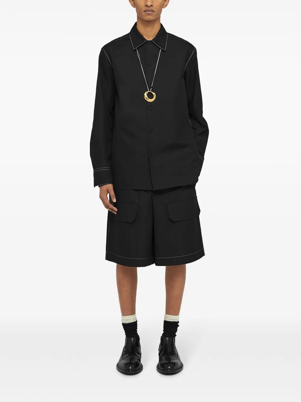 Jil Sander o1w1db10825 Stitching Shirt in Black Size US M / EU 48-50 / 2 - 2 Thumbnail