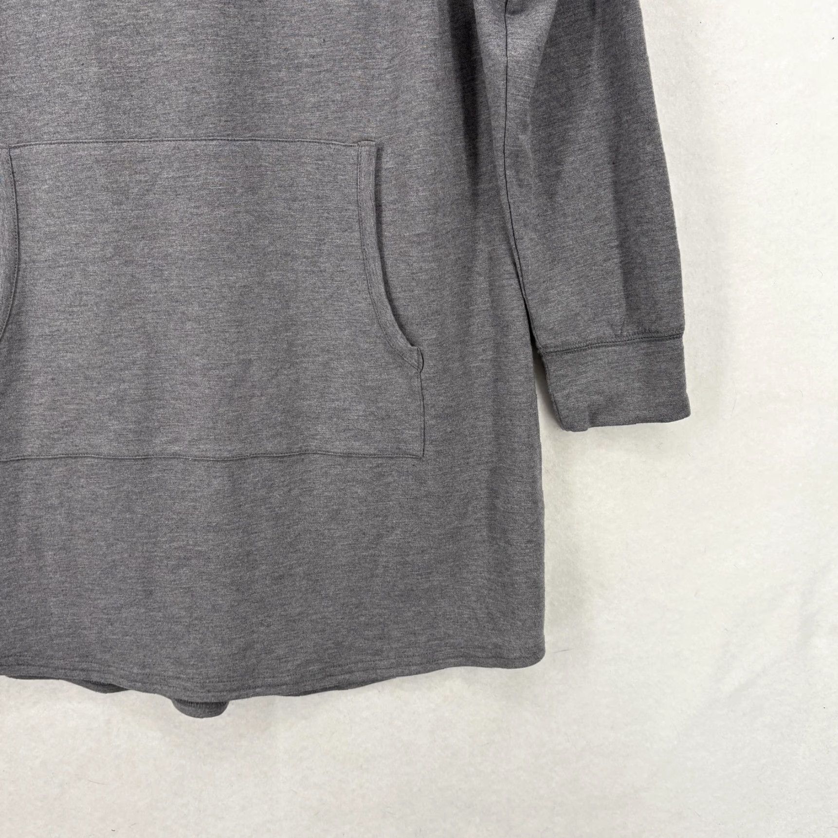 Vintage L.L.Bean Hoodie Tunic Womens M Gray Long Sleeve Kangaroo Pocket Jersey Knit Scoop Neck Pullover Lightweight Relaxed Neckline Size M / US 6-8 / IT 42-44 - 3 Thumbnail