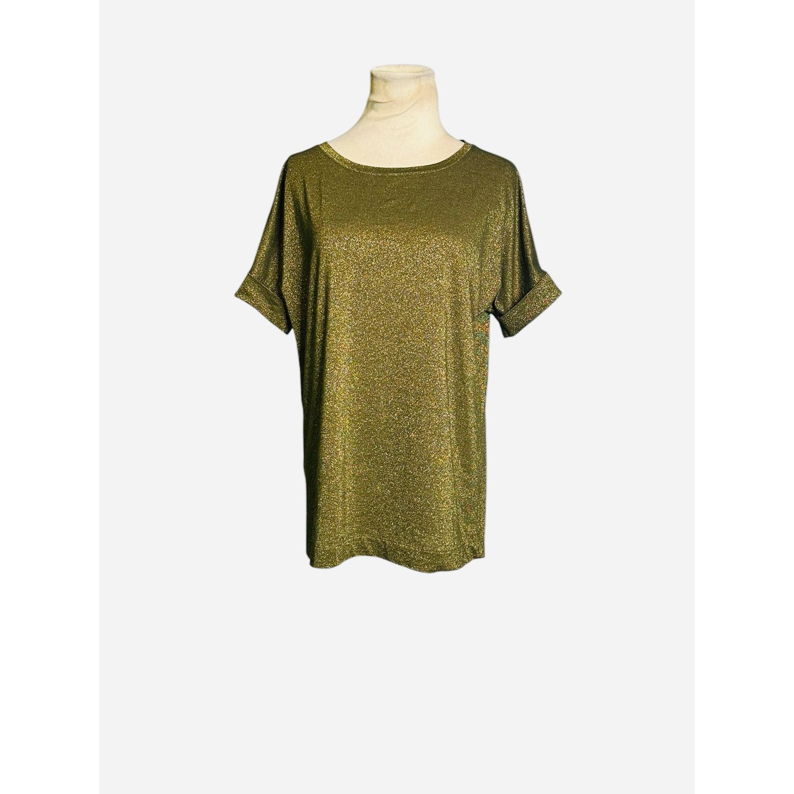 Mango Mango metallic gold cuffed short sleeves top size XS Size XS / US 0-2 / IT 36-38 - 10 Thumbnail