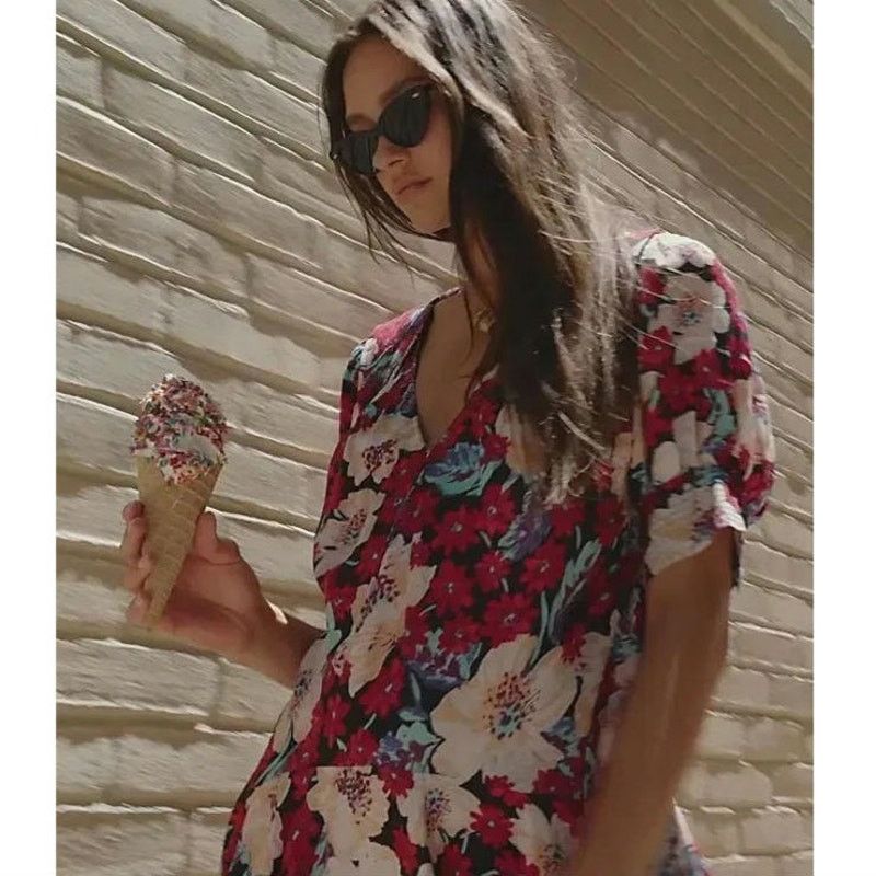 Free People New Sugar Crush Mini Dress $148 X-SMALL Black Floral Combo Size XS / US 0-2 / IT 36-38 - 2 Thumbnail