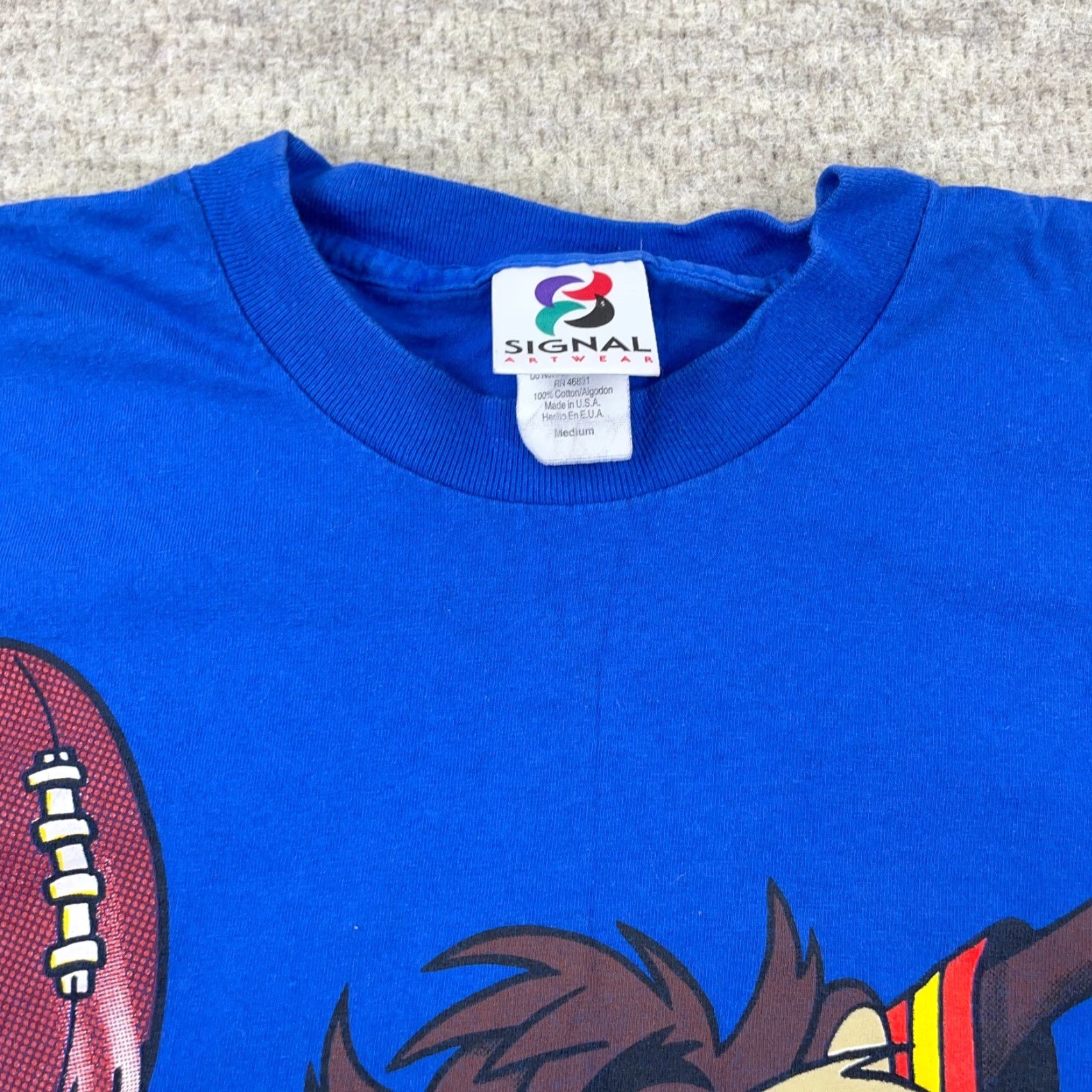 Vintage VINTAGE Looney Tunes Shirt Men Medium Blue Football Tee Taz Tasmanian Devil 90s Size US M / EU 48-50 / 2 - 3 Thumbnail