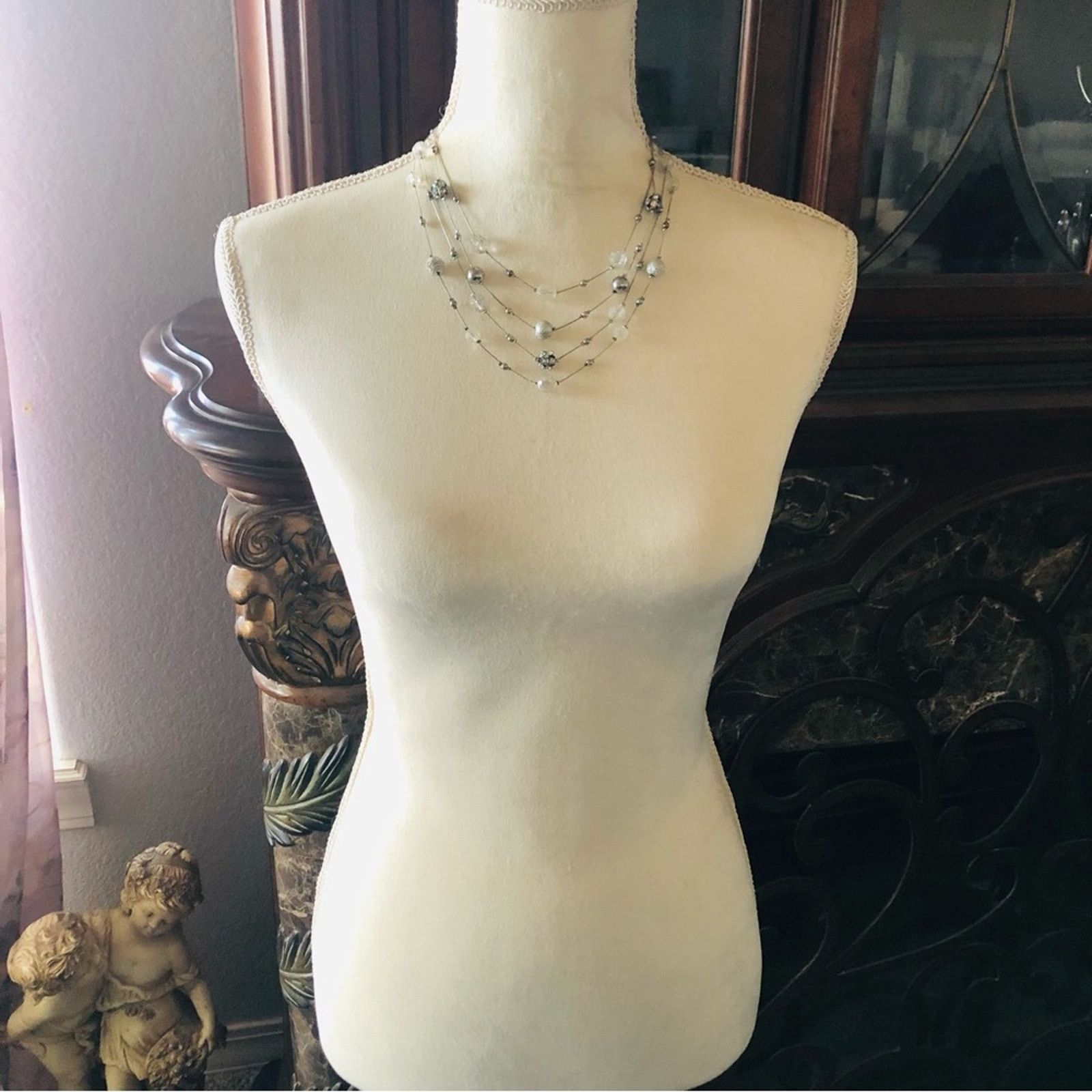 Jewelry NY&Co quad strand silver beaded chain necklace Size ONE SIZE - 6 Thumbnail