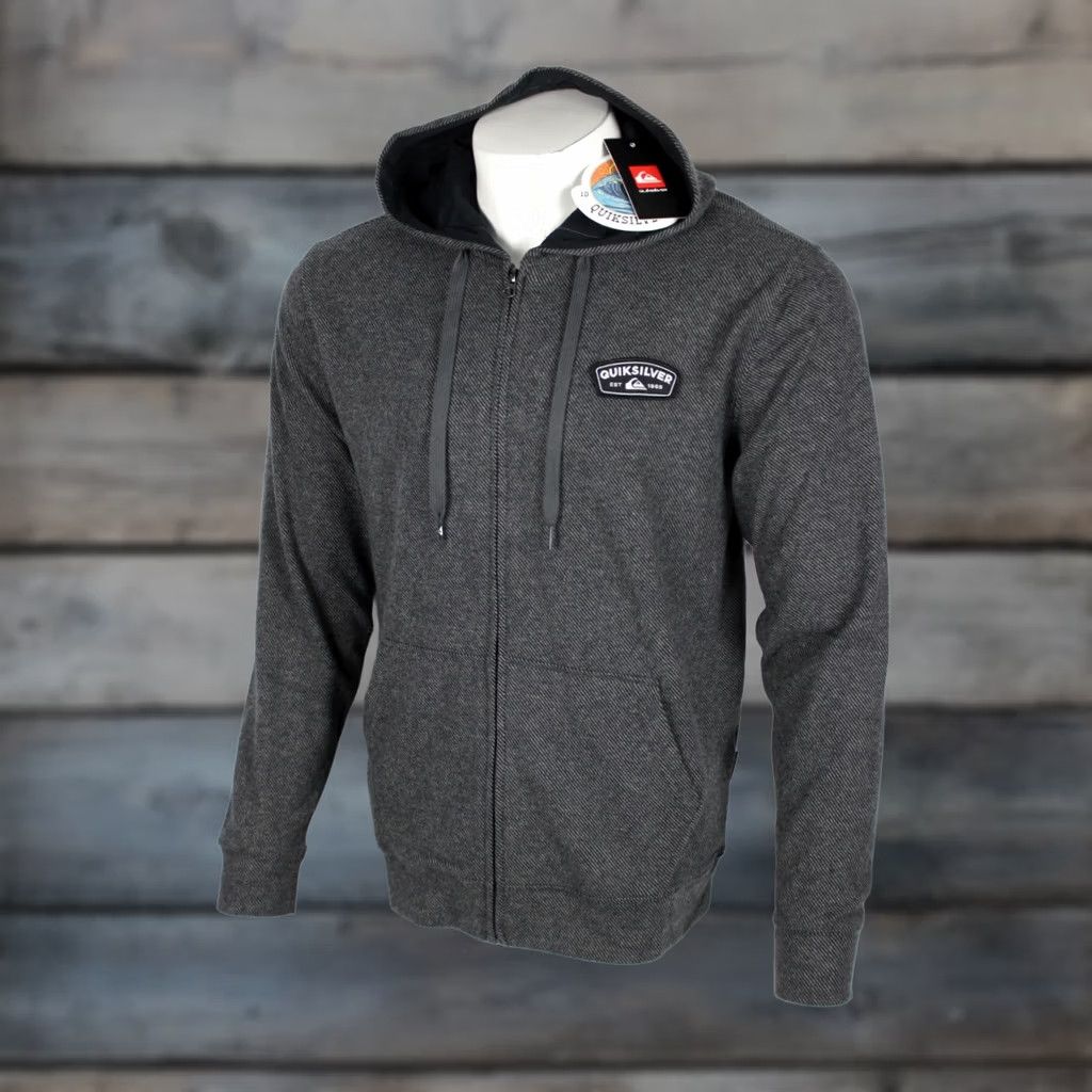 Quiksilver Quiksilver Men's Full Zip Hoodie Patch Logo Super Soft M Medium Black Size US M / EU 48-50 / 2 - 1 Thumbnail