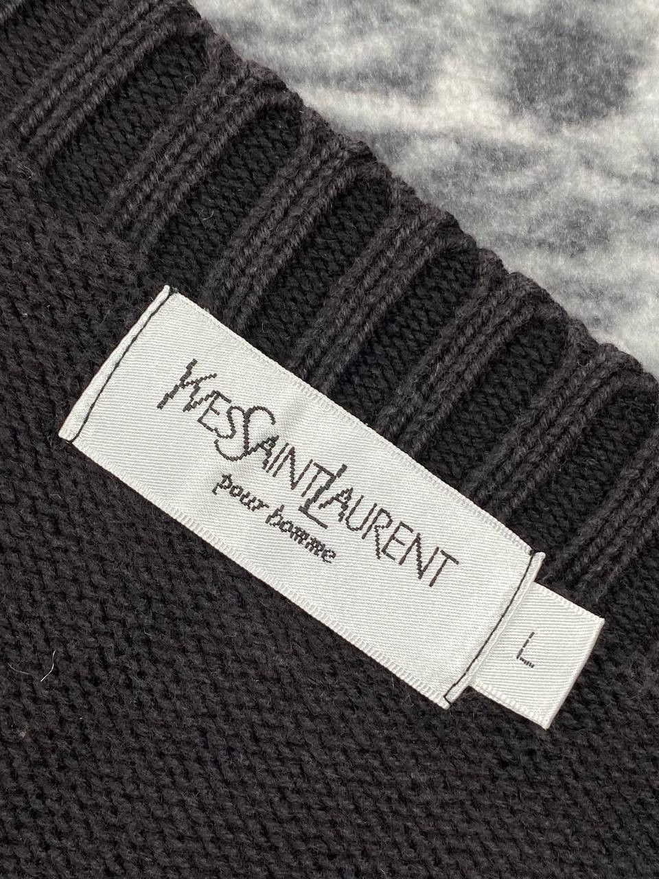 Yves Saint Laurent Vintage Yves Saint Laurent 90s Big Logo Knit V-Neck Sweater Size US L / EU 52-54 / 3 - 5 Thumbnail