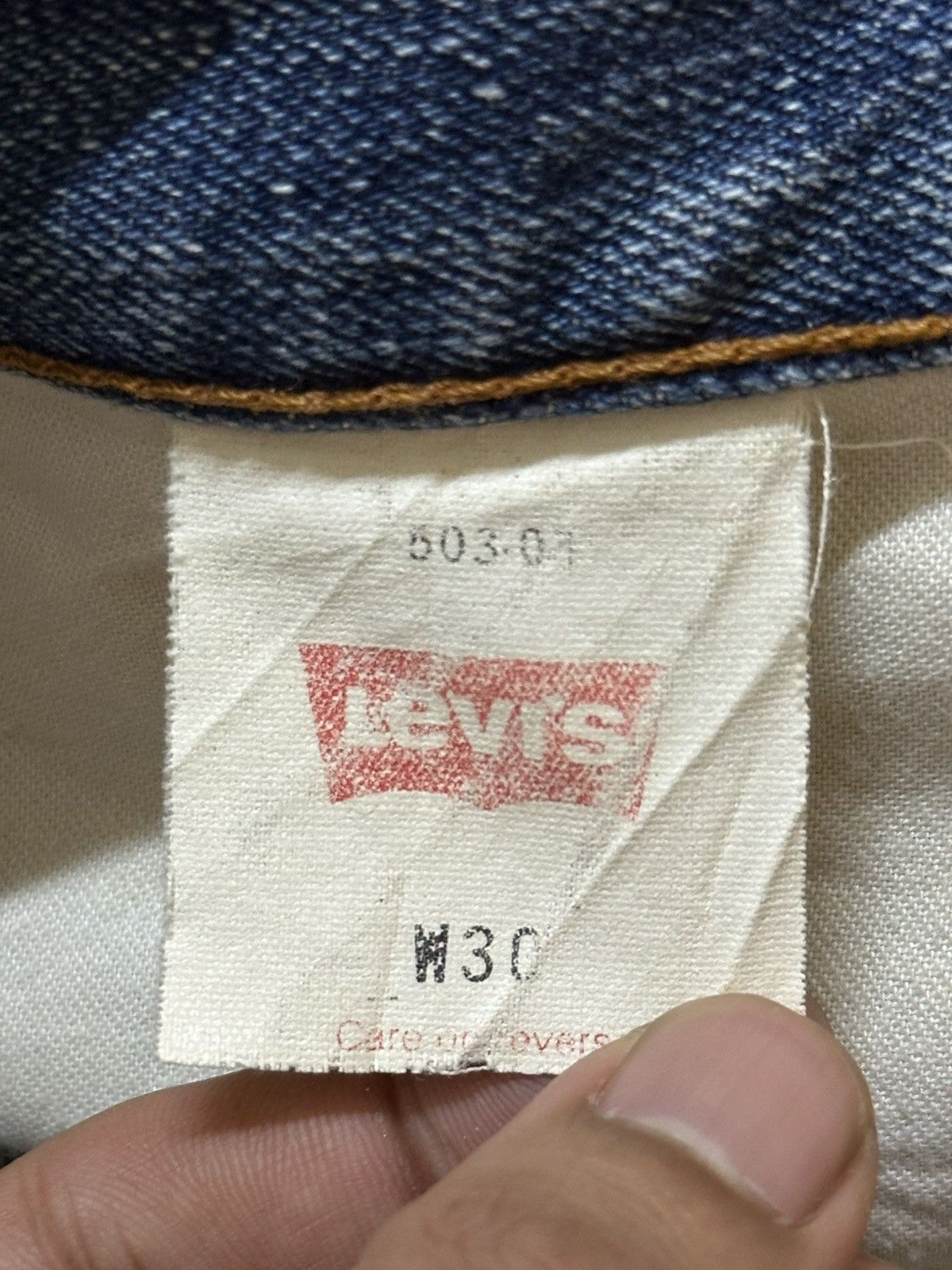 Levi's Vintage 80s Levis 503 Blue Wash Distress Style Baggy Jeans Size US 30 / EU 46 - 10 Thumbnail