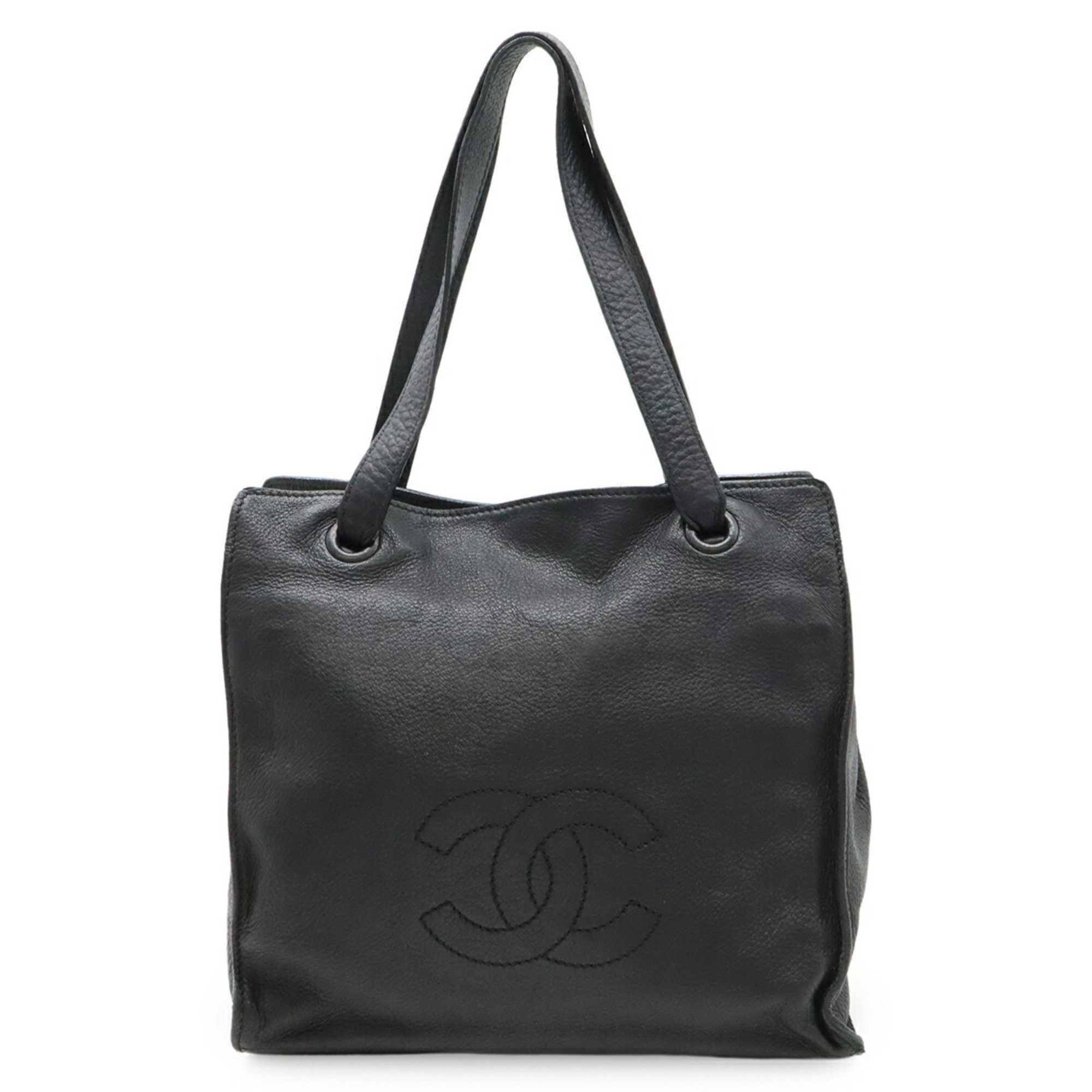 Chanel CHANEL Coco Mark Tote Bag Shoulder Leather Black Size ONE SIZE - 1 Thumbnail