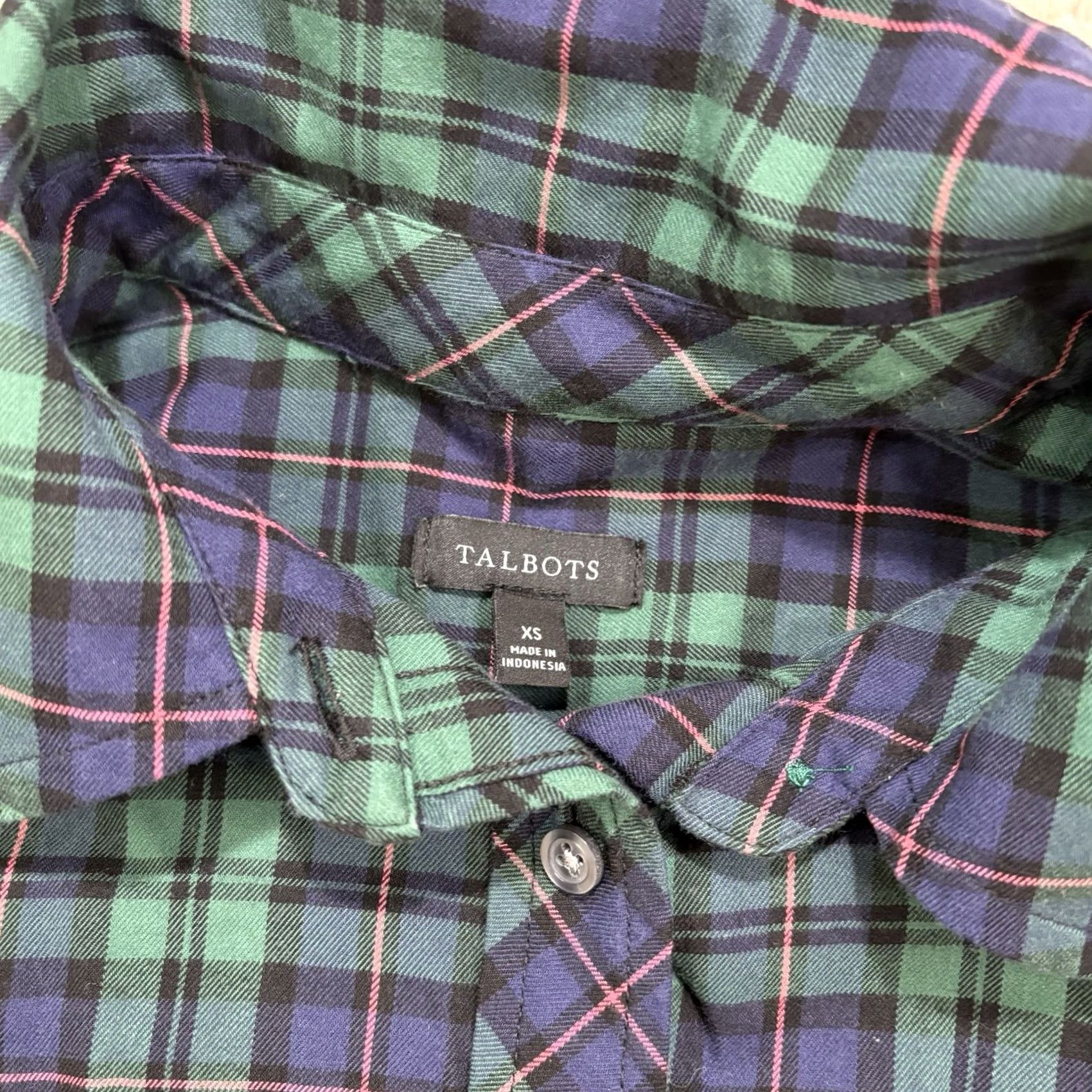Talbots Talbots Womens XS Blouse Shirt Long Sleeve Green Plaid Button Collared Casual Preppy Academia Regular Size XS / US 0-2 / IT 36-38 - 2 Thumbnail