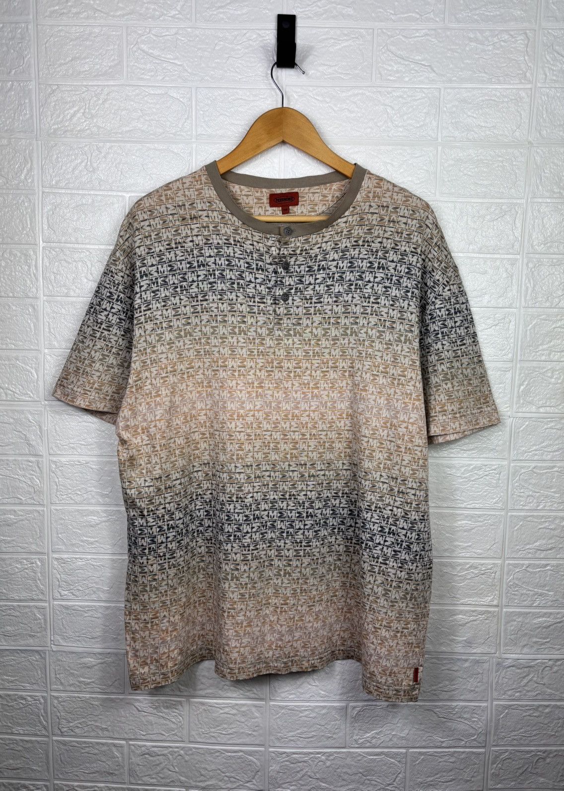 Missoni Button Up Crew Neck Striped T Shirt Monogram