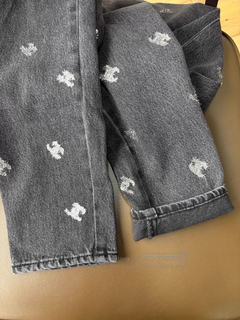 Chanel Chanel Black and gray shiny logo small foot jeans Size 42" / US 20 - 4 Thumbnail