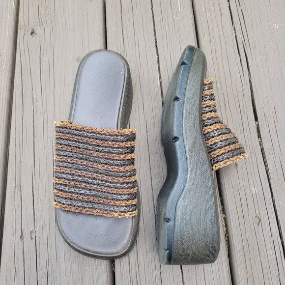 Vintage Vintage 90s y2k Bratz Brown Leather Woven Chunky Wedge Platf Size US 8 / IT 38 - 1 Thumbnail