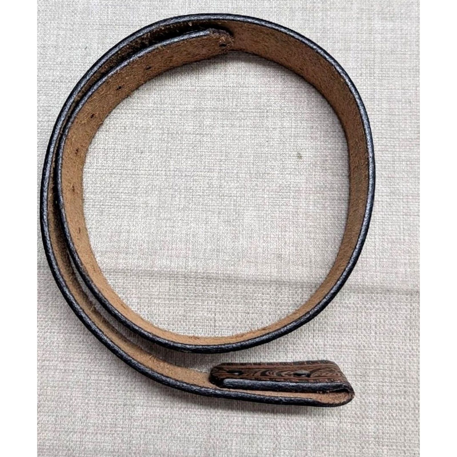 Vintage VINTAGE handcrafted western belt belt brown leather 30 Men Horseshoes buckle western pattern Mens Size 30 - 4 Thumbnail