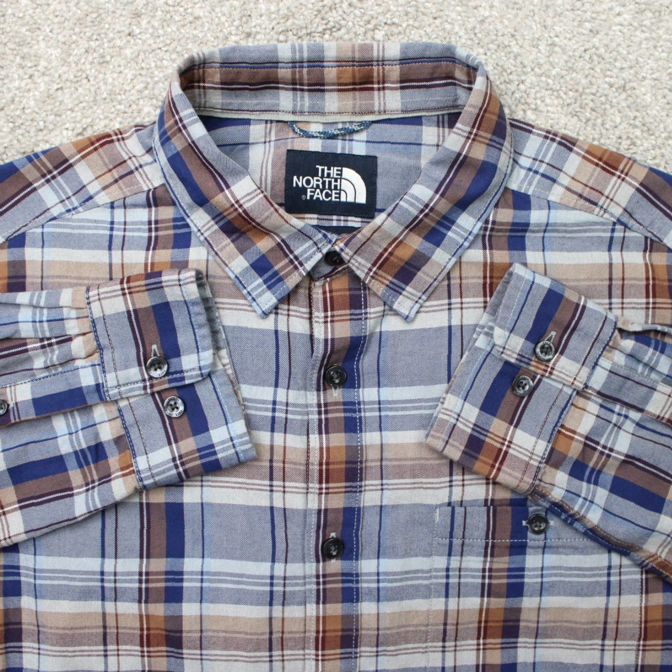 The North Face The North Face Shirt Mens Medium Brown/Blue Plaid Organic Cotton Long Sleeve Size US M / EU 48-50 / 2 - 2 Thumbnail