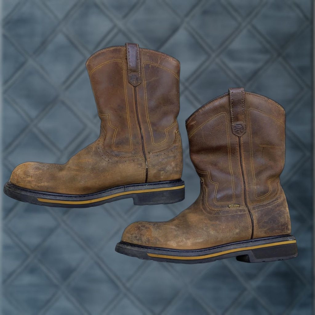 Vintage LaCrosse Tallgrass Western Work Boots Mens 9.5 Brown Waterproof Safety Toe Pull On Size US 10 / EU 43 - 1 Thumbnail