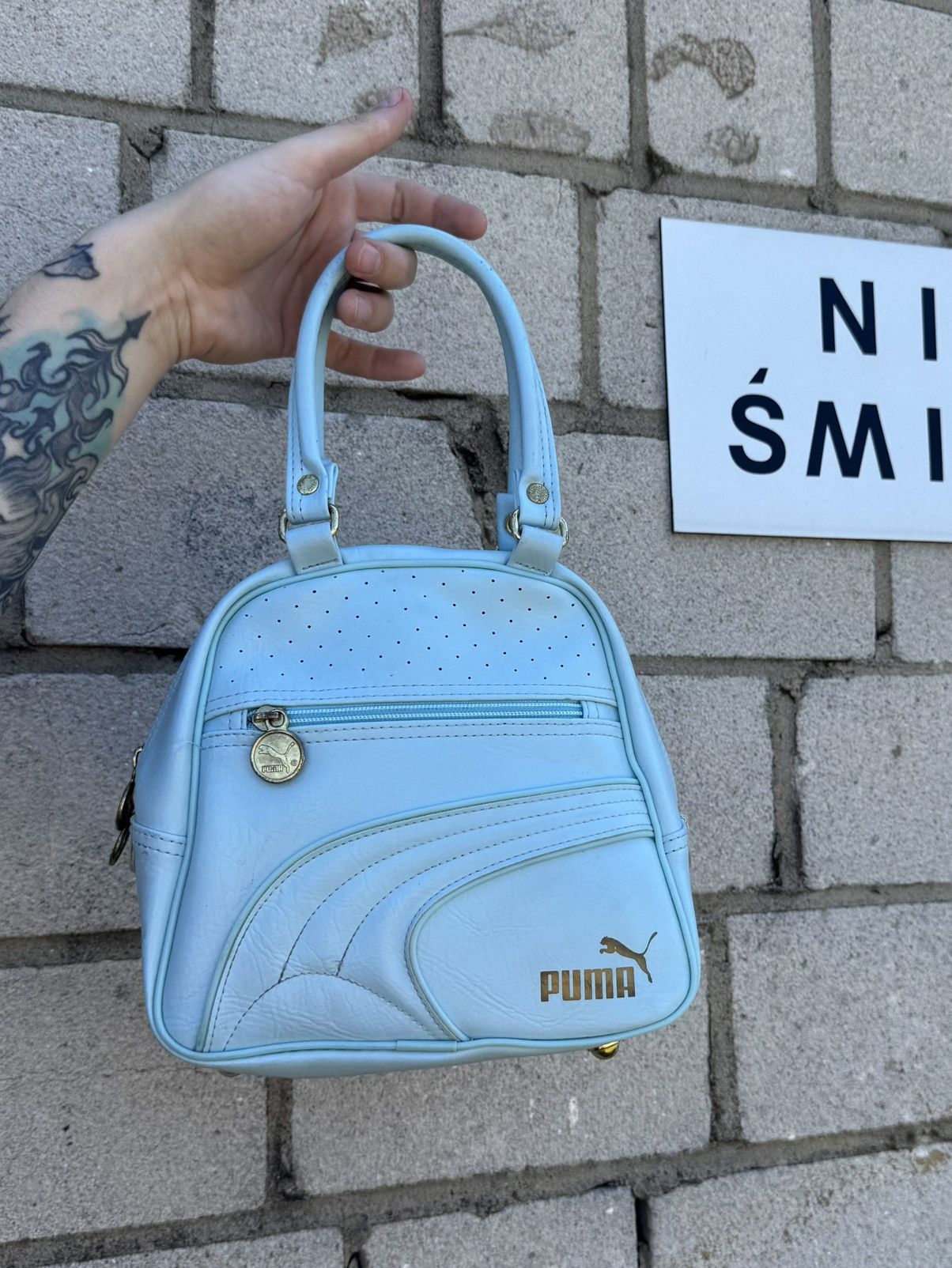 Vintage Vintage Vinyl baby blue Puma handlebag Size ONE SIZE - 1 Thumbnail