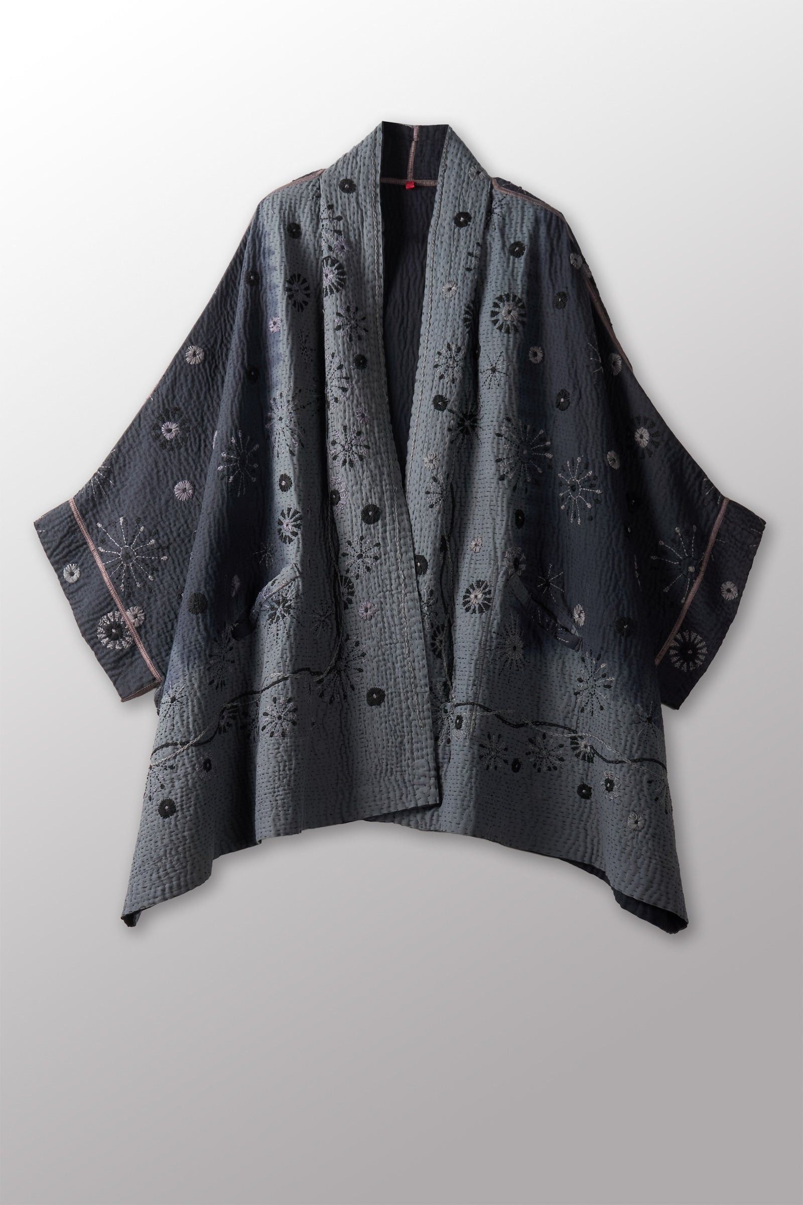 Mieko Mintz Ombre Sun Fireworks Kantha Double Collar Poncho