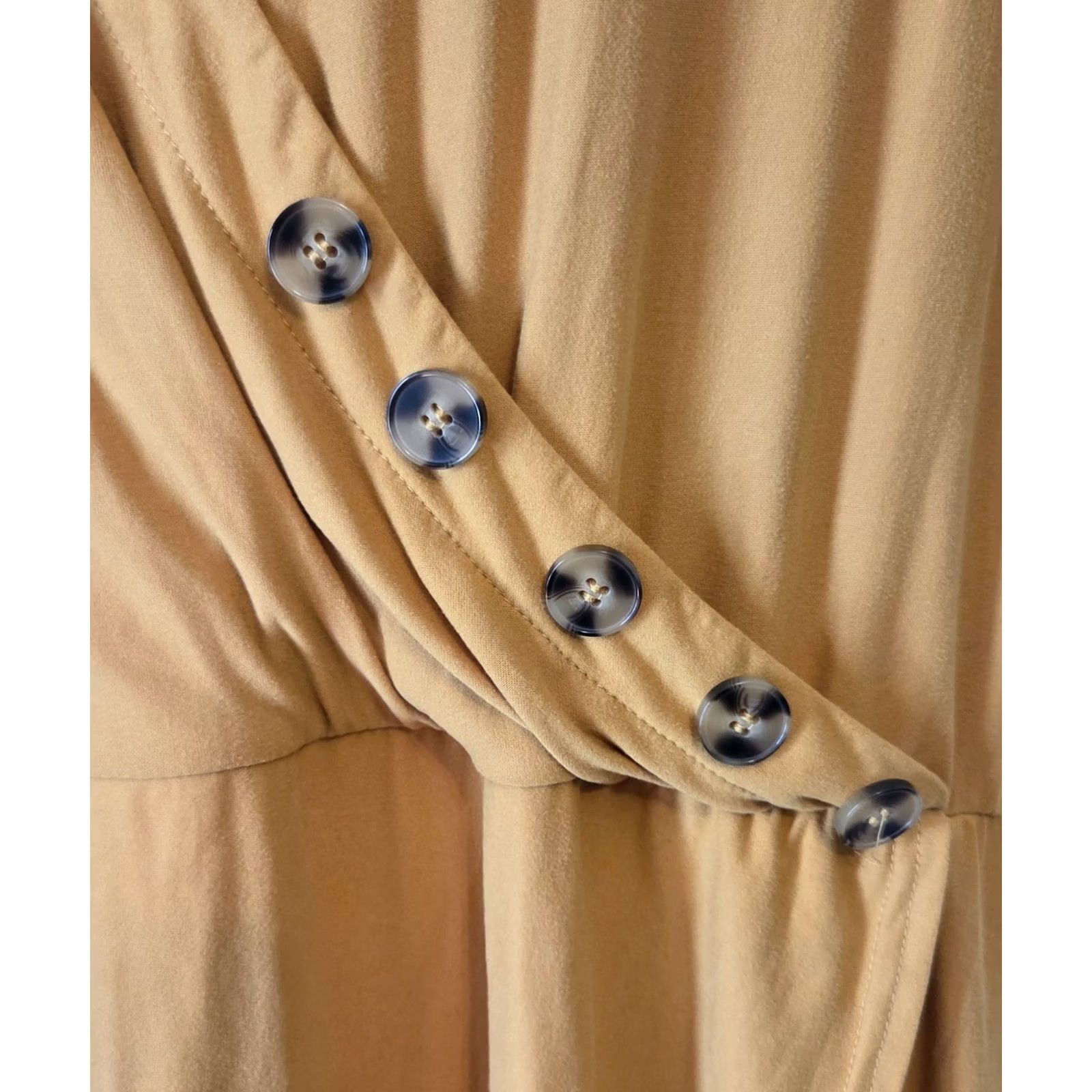 Vintage Derek Heart Mustard Gold Wrap Dress 3X Tortoiseshell Buttons Yellow Women Size XXL / US 16-18 / IT 52-54 - 2 Thumbnail