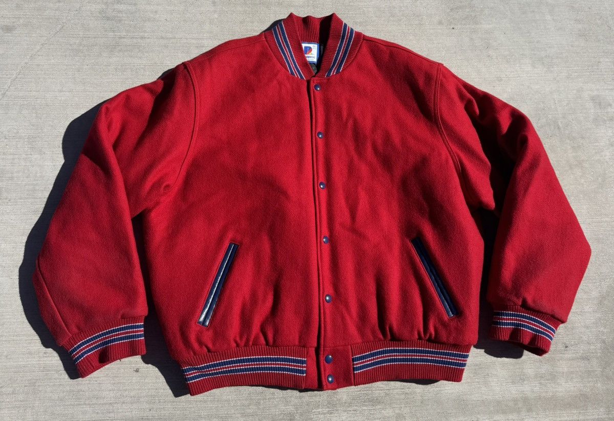 Rennoc VTG RENNOC RED NAVY BLUE WOOL VARSITY BOMBER JACKET XXL 2XL Size US XXL / EU 58 / 5 - 1 Thumbnail