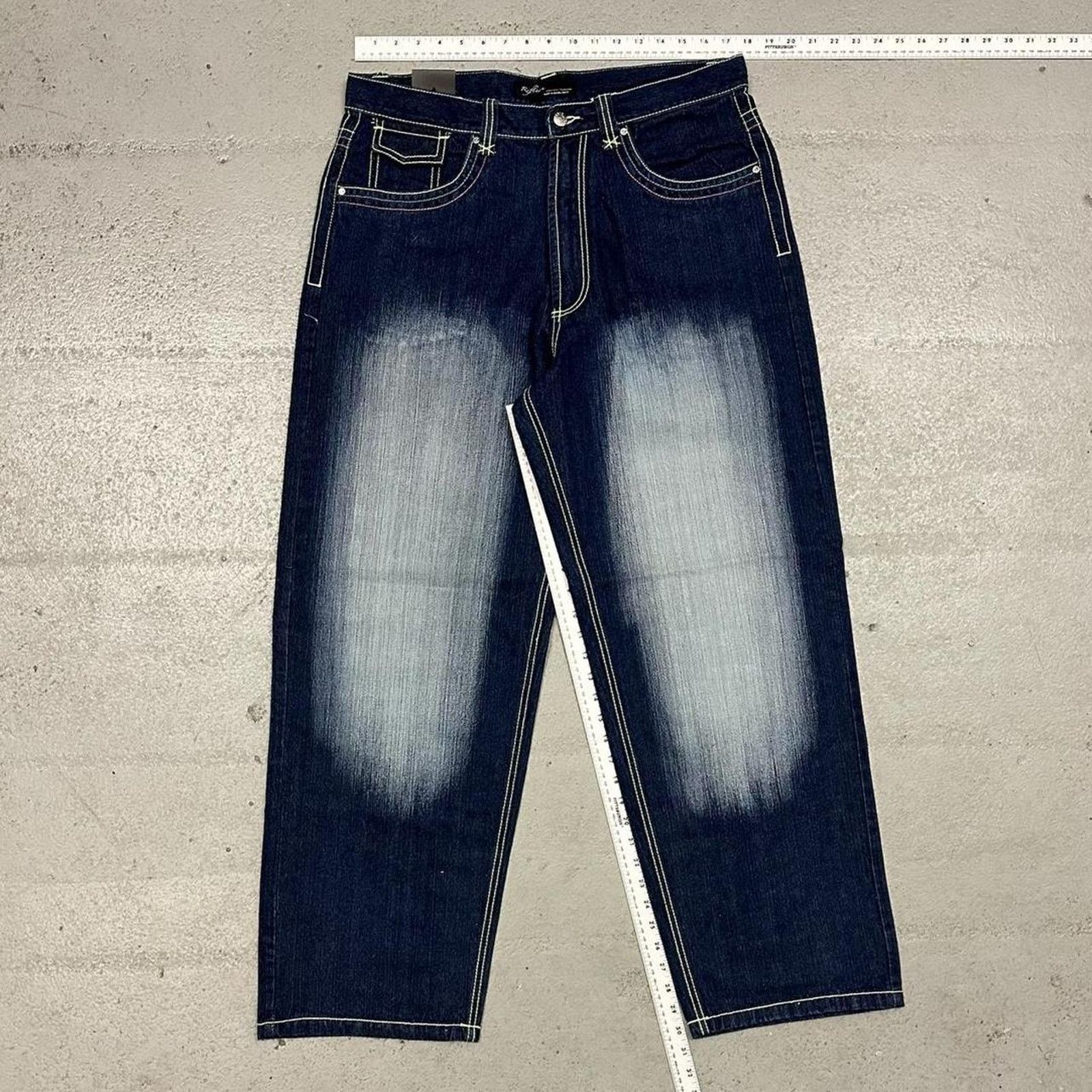Vintage Vintage baggy y2k riflessi faded blue skater unique design Size US 36 / EU 52 - 4 Thumbnail