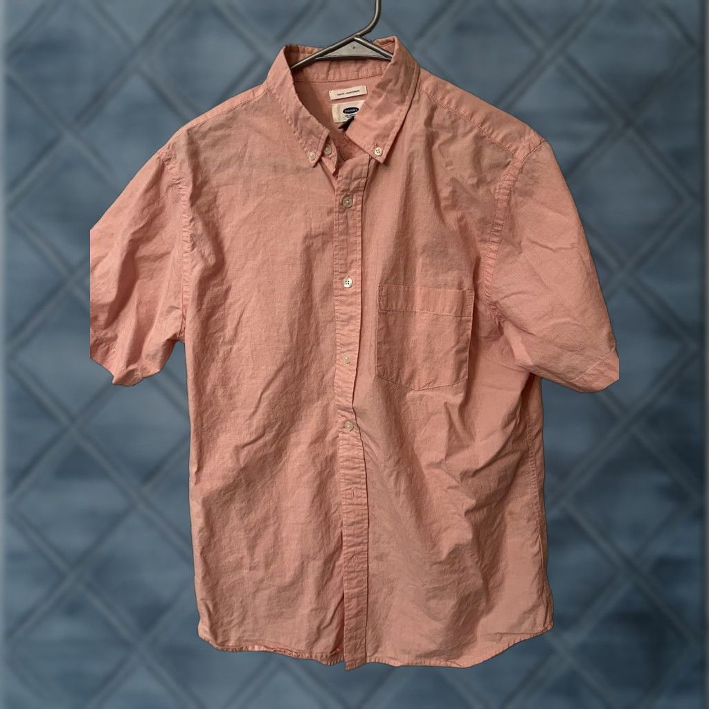 Old Navy Old Navy Shirt Men Slim Short Sleeve Pink Button (M) Regular, Striped, Colorful, Color Pink, Button-Up, Short Sleeve, Slim Fit Size US M / EU 48-50 / 2 - 1 Thumbnail