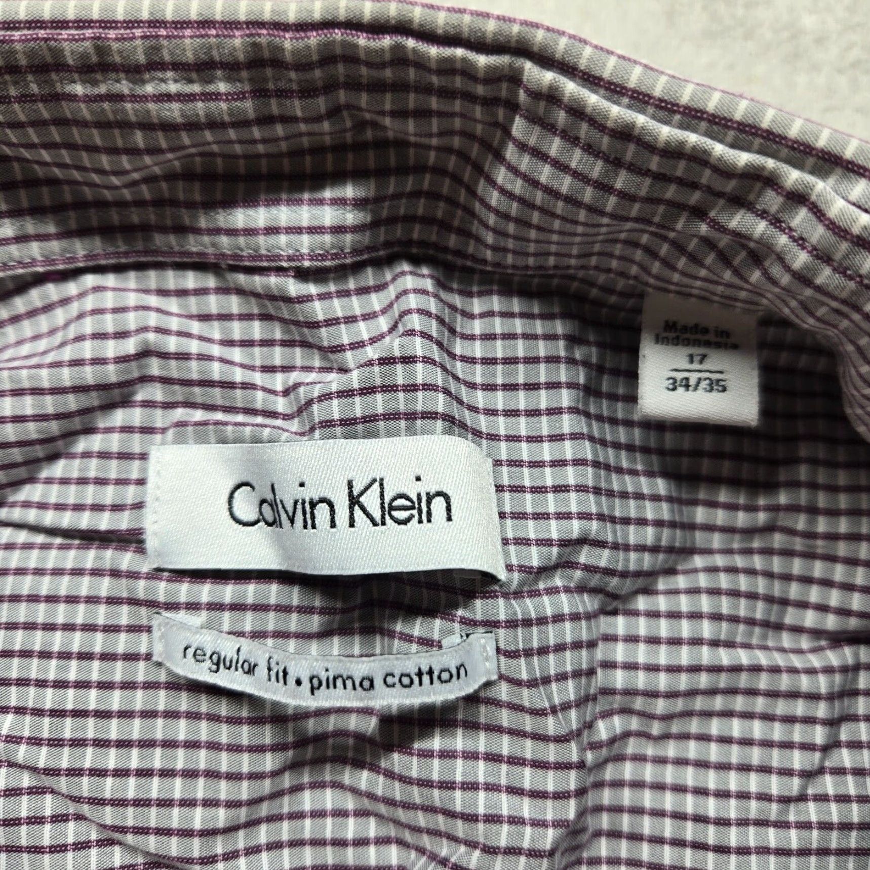 Calvin Klein Calvin Klein Gray Checkered Dress Shirt Adult Men's 17 Slim Fit Long Sleeve Button-Down Size US XL / EU 56 / 4 - 3 Thumbnail