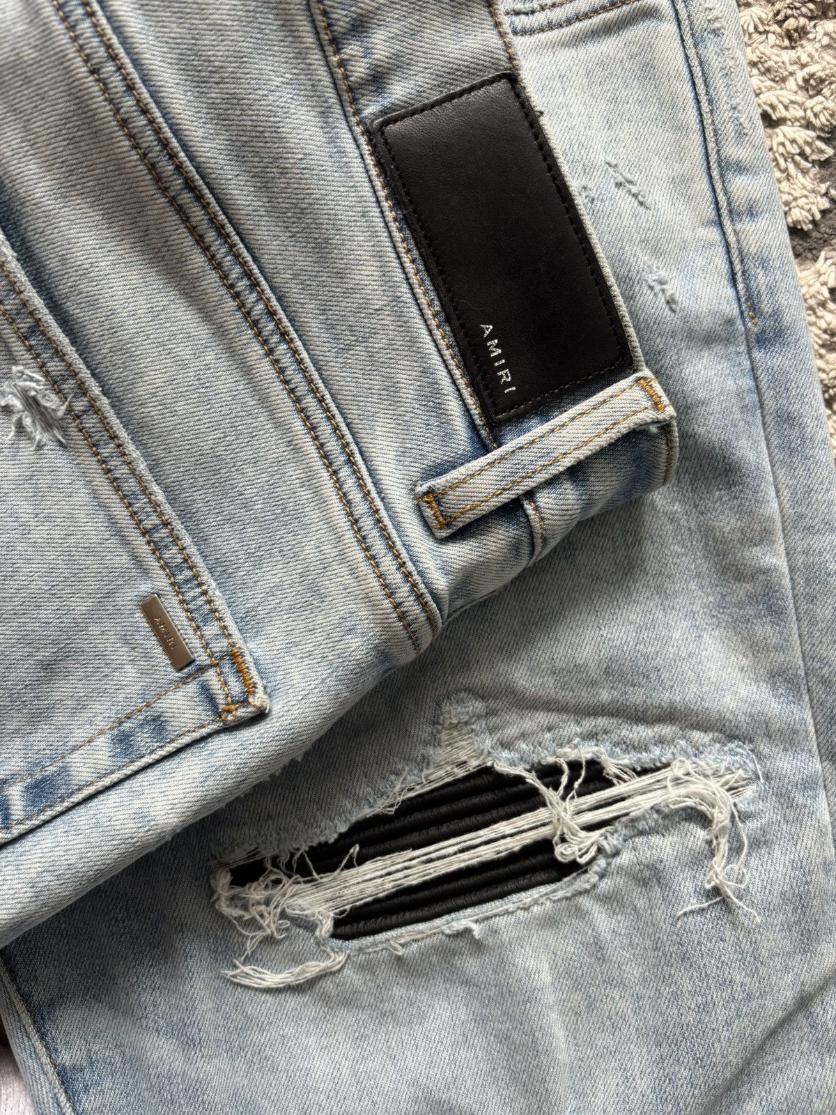Amiri Amiri MX1 “Black Leather Patch” Jeans – Size 34 Size US 34 / EU 50 - 4 Thumbnail