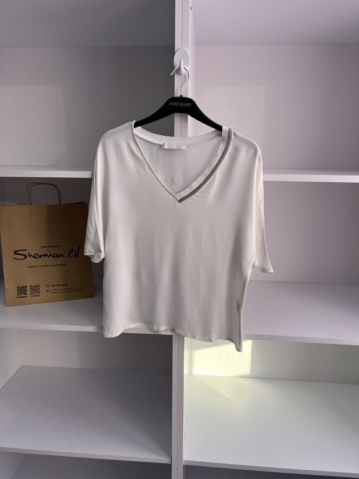 Designer × Fabiana Filippi × Vintage Vintage Fabiana Filippi White Designer White Blouse Size XS / US 0-2 / IT 36-38 - 3 Thumbnail