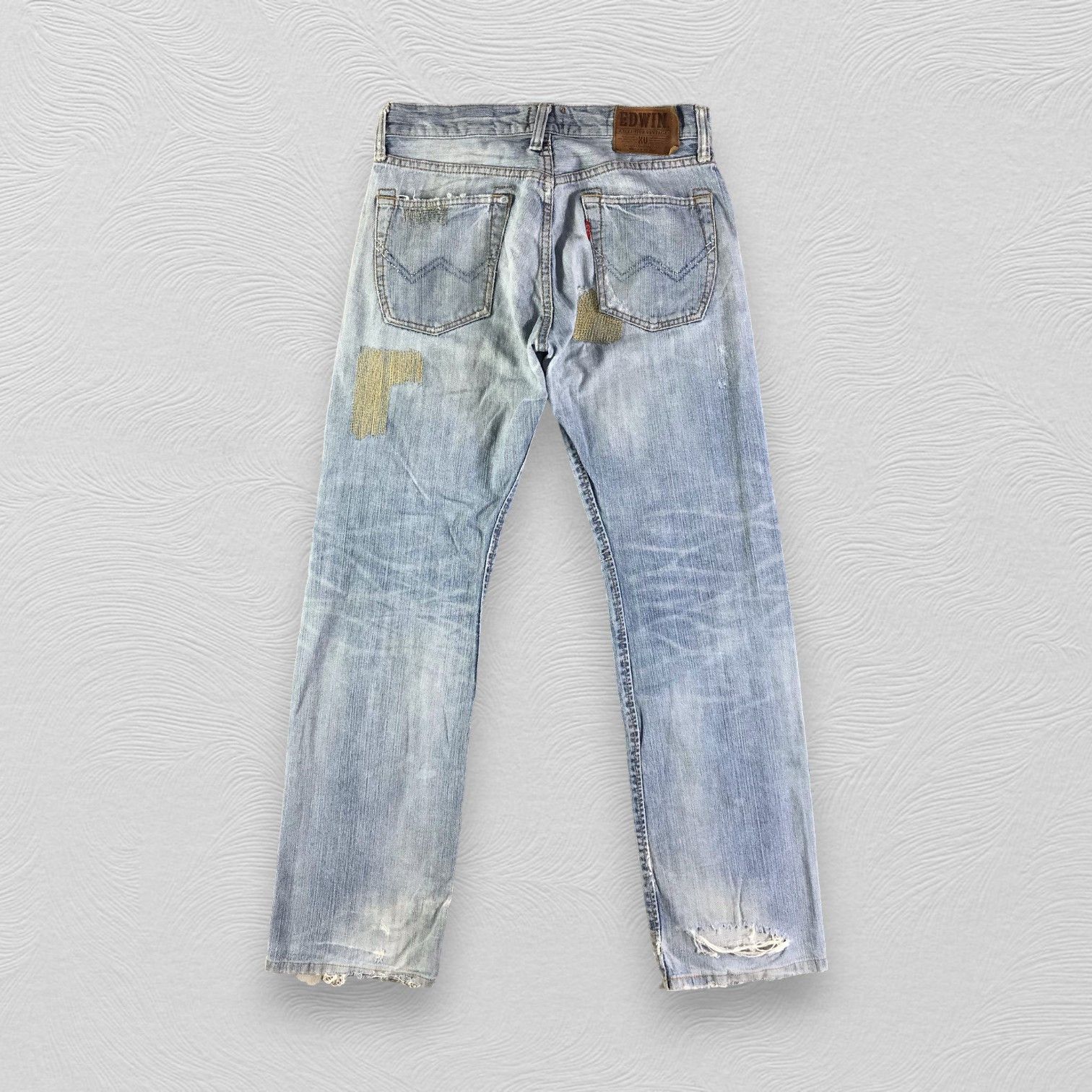 Edwin Edwin XV Jeans Ripped Patchwork Denim KJ2490 Size US 30 / EU 46 - 2 Thumbnail