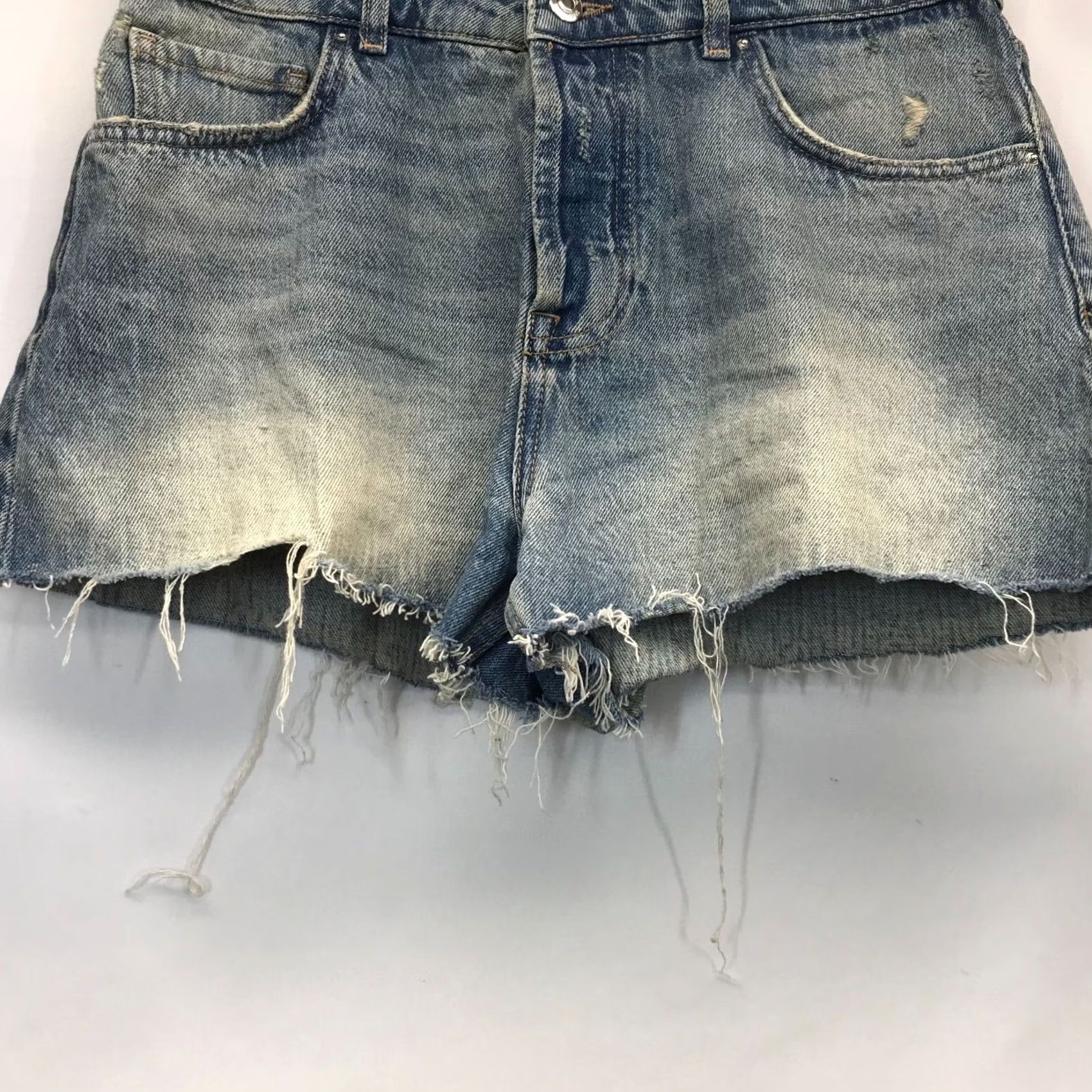 Zara ZARA Women's 8 Denim Jean Shorts Blue Button Fly Cut-Off Size 30" / US 8 / IT 44 - 3 Thumbnail