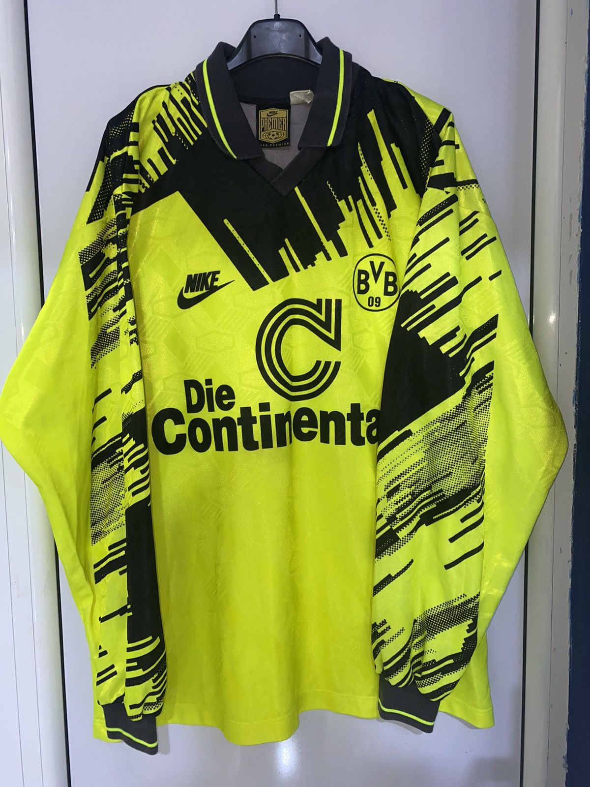 image of Nike Premier Borussia Dortmund 1993-94 Jersey Matchworn in Yellow, Men's (Size Large)