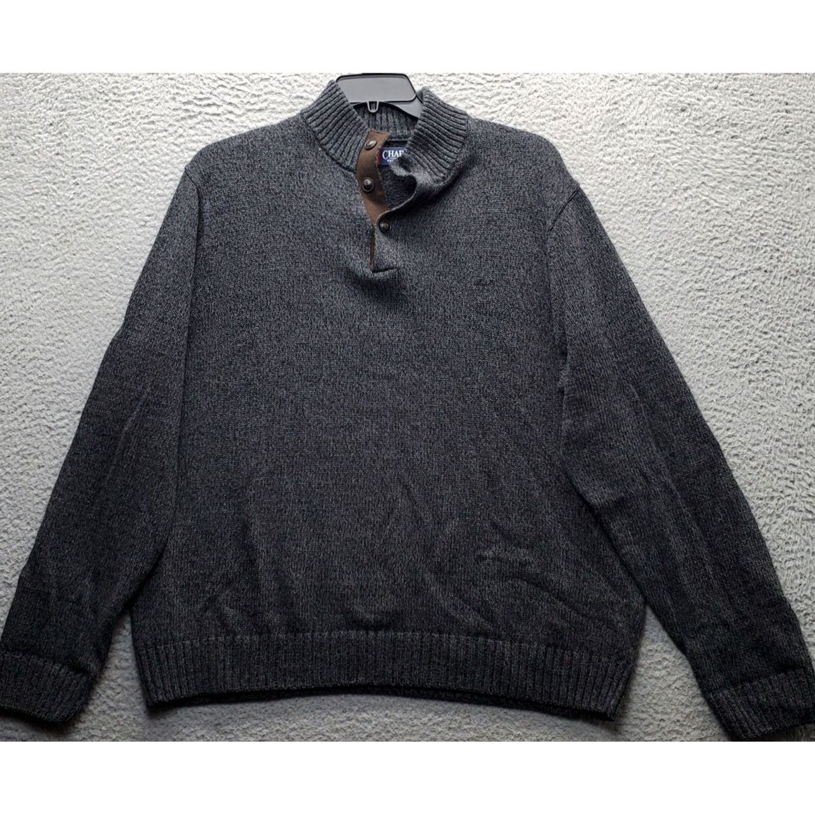 Chaps Chaps Mens XXL Gray Cable-Knit Raglan Sleeve 1/4 Button Pullover Sweater Size US XXL / EU 58 / 5 - 2 Thumbnail