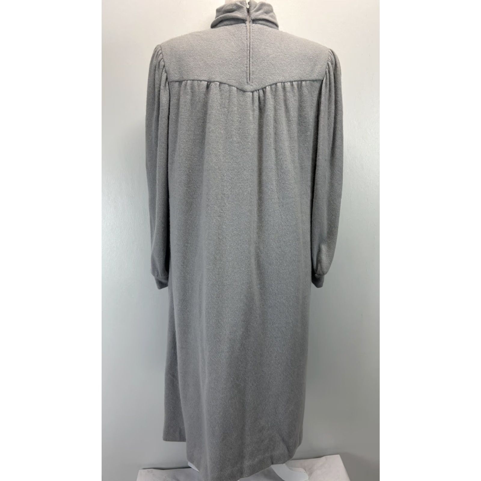 VINTAGE Emilio Pucci Knit Sweater Dress Large 46 US Angora Gray Mock Neck 1970s Mod GoGo Womens L Italy