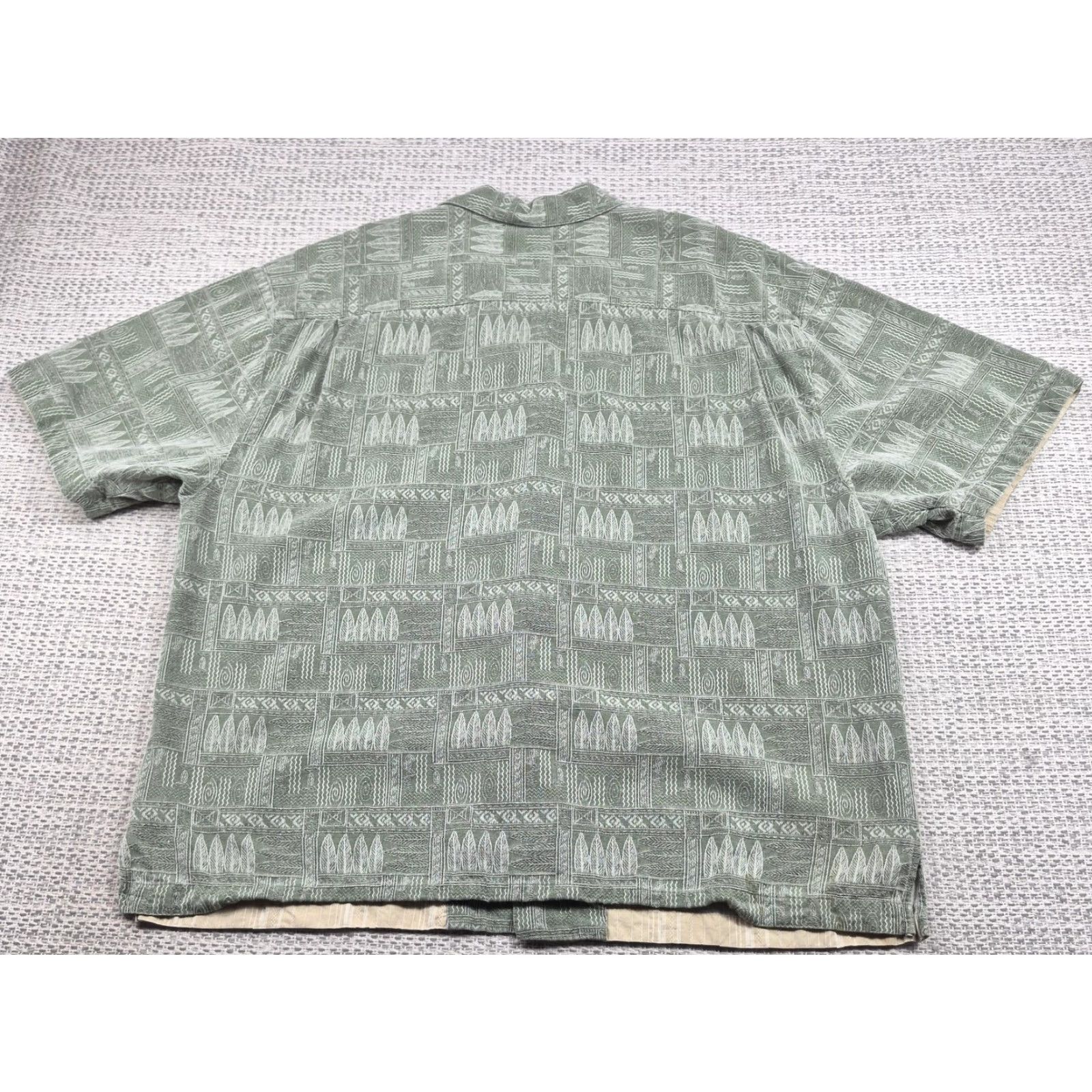ALOHAS VINTAGE Jamaica Jaxx Button Up Shirt Mens 2XL Green Silk Geometric Hawaiian Aloha Size US XXL / EU 58 / 5 - 5 Thumbnail