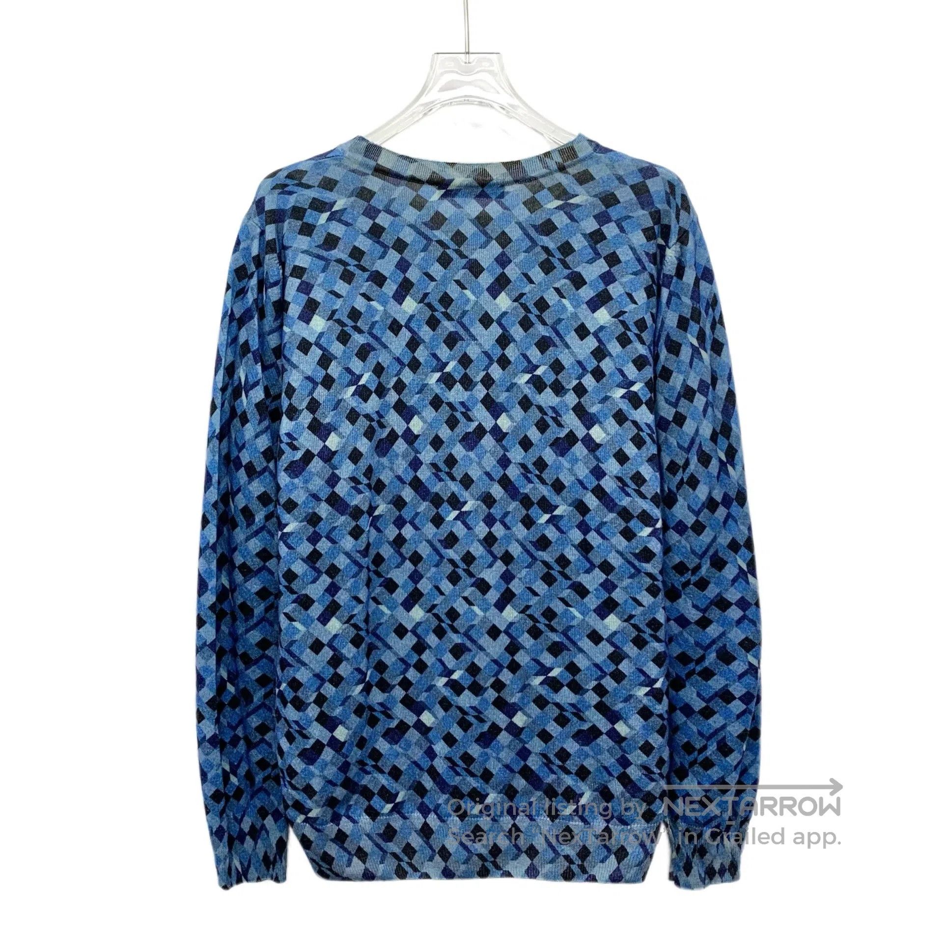 Other Tru Trussardi Dark Blue Plaid Wool Round Neck Long-Sleeve Size US S / EU 44-46 / 1 - 2 Thumbnail