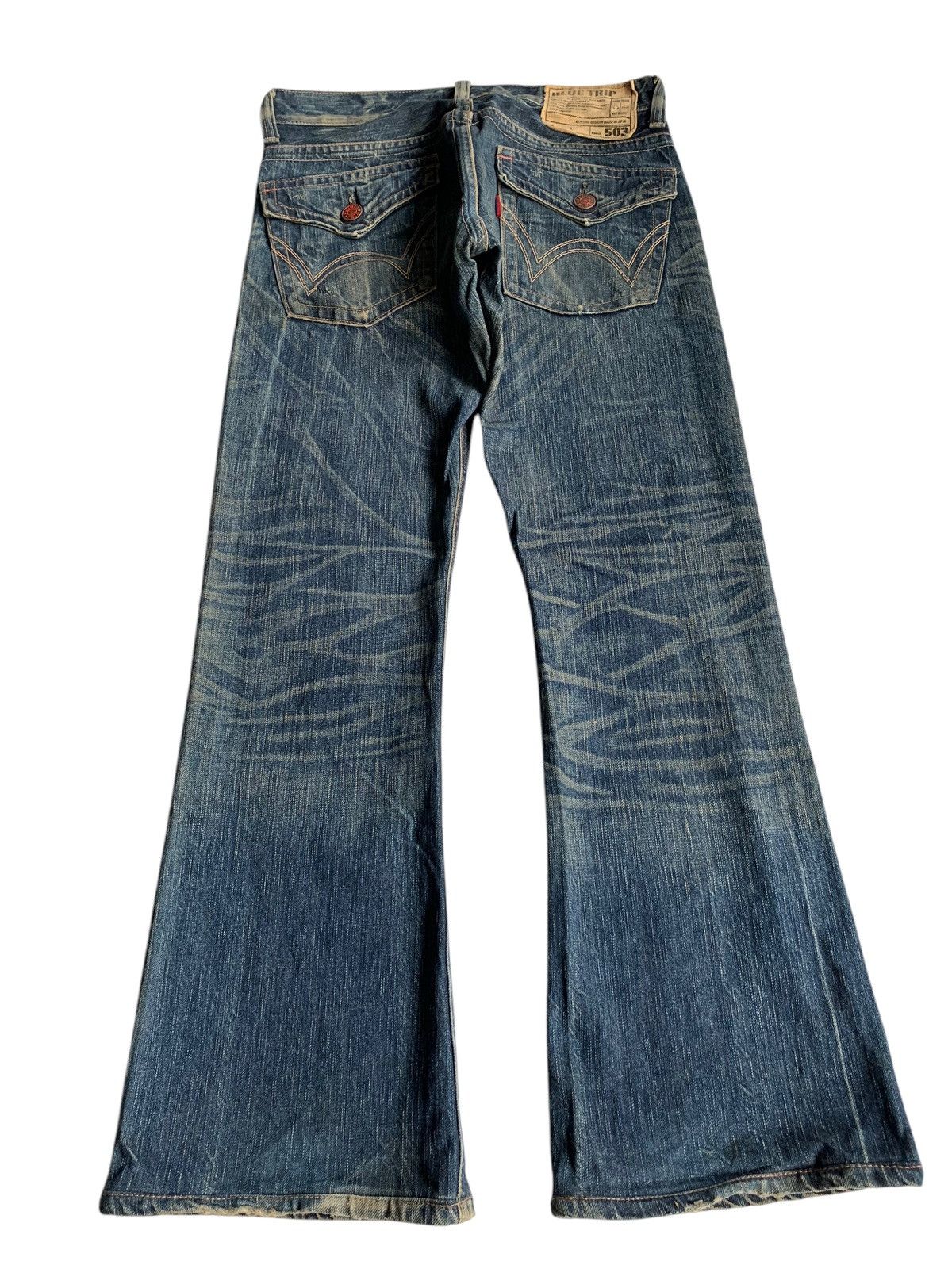 Tornado Mart FLARE 💥 EDWIN 503 MUDMAX PUNK STYLE DISTRESSED DENIM☠️ Size US 31 - 3 Thumbnail