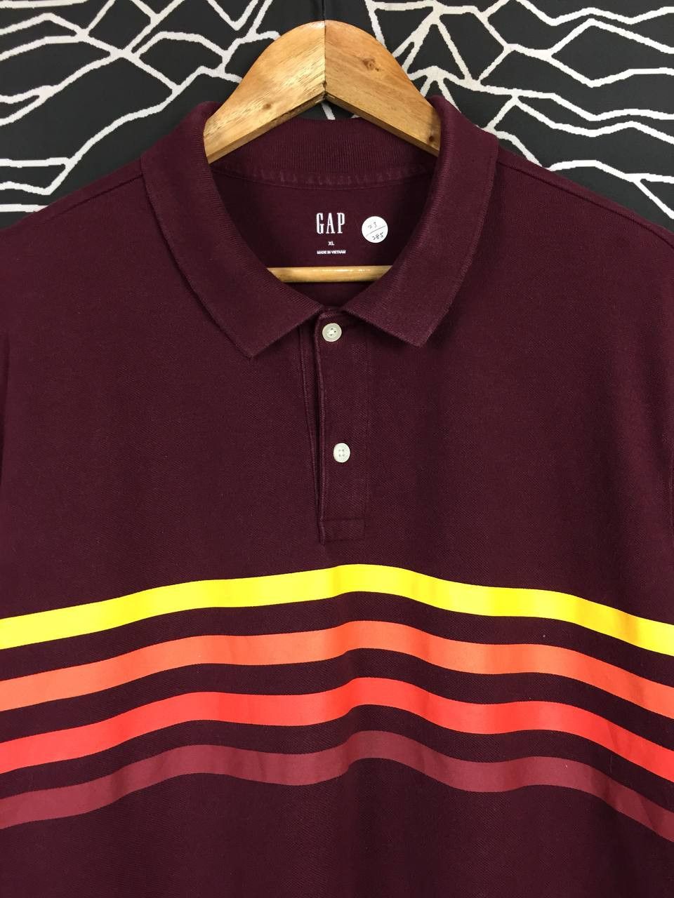 Gap GAP Burgundy Retro Horizontal Striped Essentials Polo Shirt Size US XL / EU 56 / 4 - 3 Thumbnail
