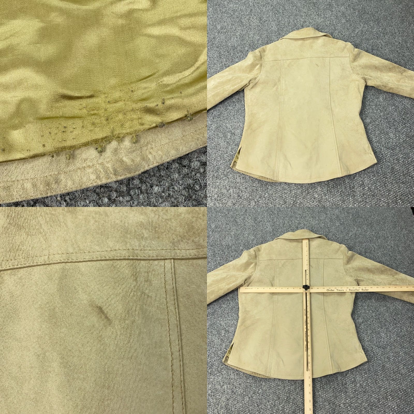 Vintage AMI Leather Jacket Womens Small Beige Leather Button Up Lined Size S / US 4 / IT 40 - 8 Thumbnail