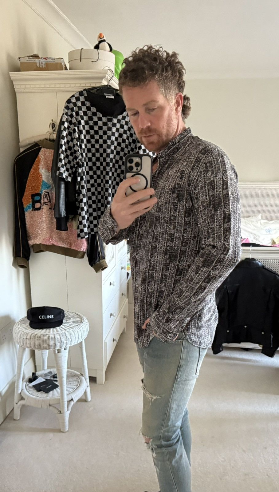 Saint Laurent Paris SS18 Saint Laurent silk henley clover shirt floral paisley Size US L / EU 52-54 / 3 - 3 Thumbnail