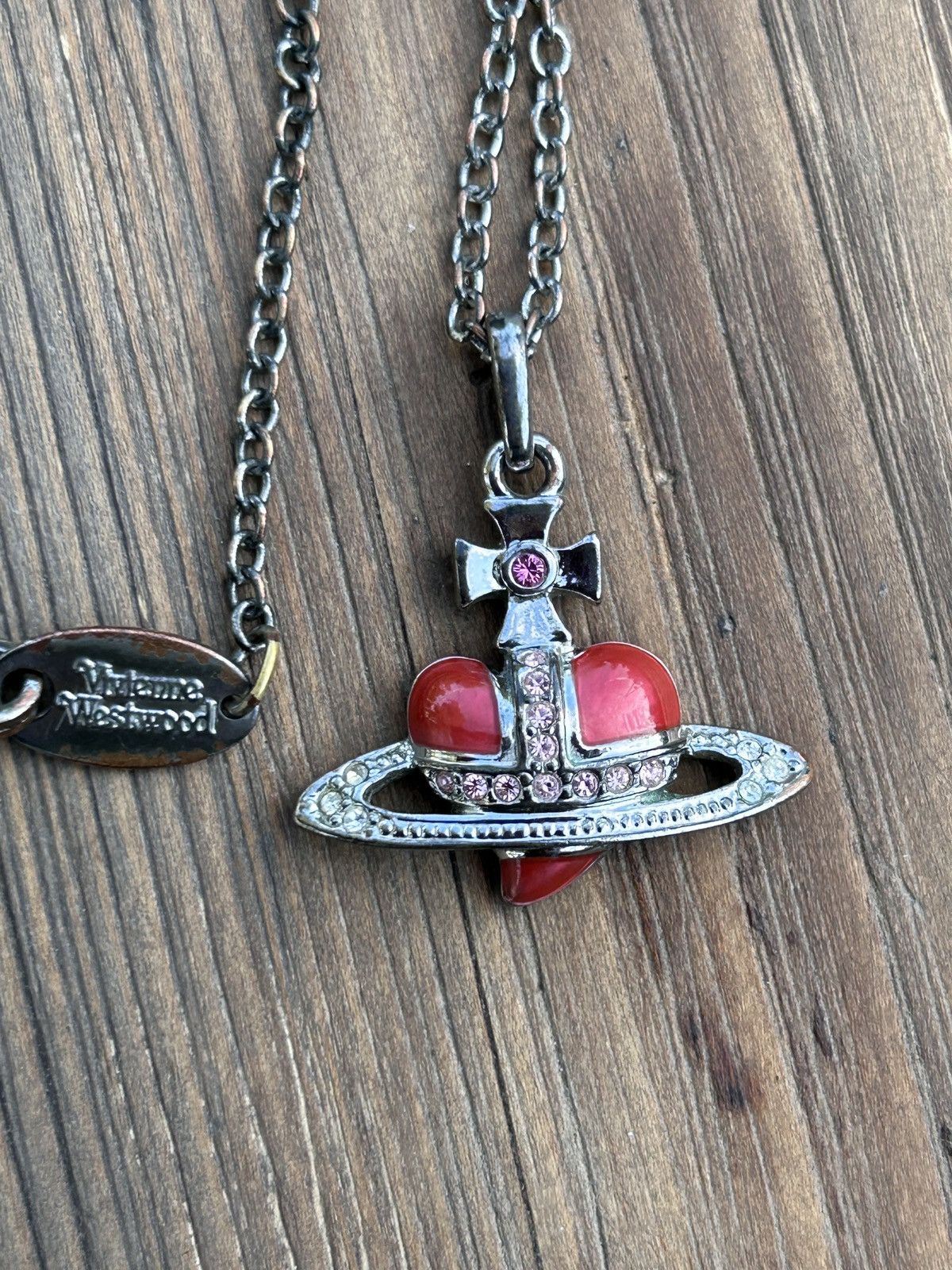 Vivienne Westwood Vintage Vivienne Westwood Red Diamante Heart Orb Necklace Grailed