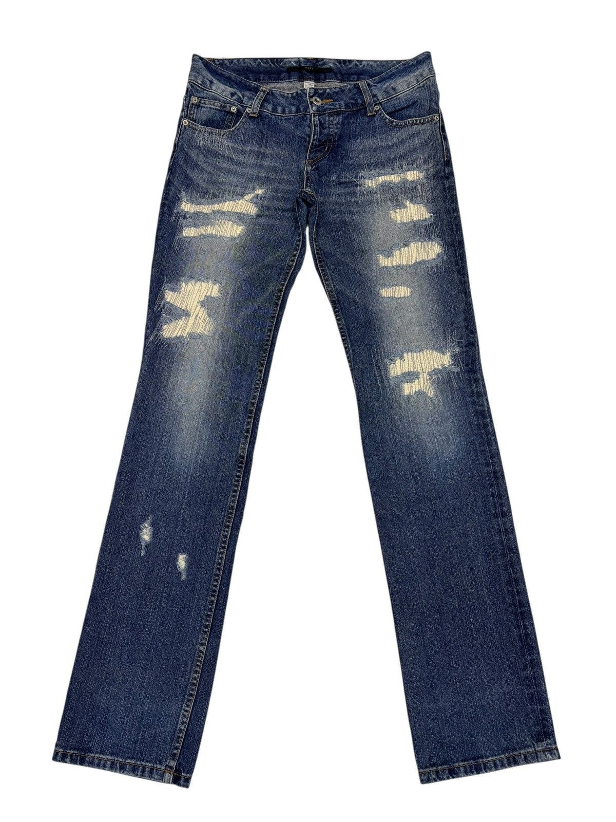 If Six Was Nine Yevs Distressed Zigzag Slim Straight Skinny Jeans Size 30" / US 8 / IT 44 - 7 Thumbnail