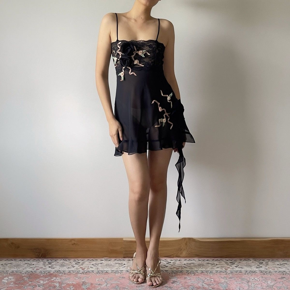 Victoria's Secret Romantic Black Chiffon Semi-Sheer Mini Dress (XS-S) Size S / US 4 / IT 40 - 7 Thumbnail