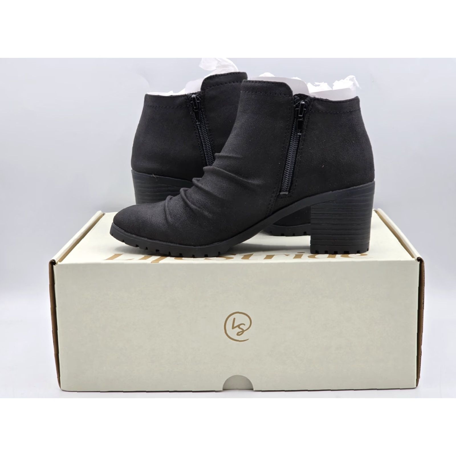 LifeStride Maeve Ankle Boot Black Tumbled - Sz 5 M Women's Shoes - US 5 Flat Heel Lifestride Maeve Ankle Boot