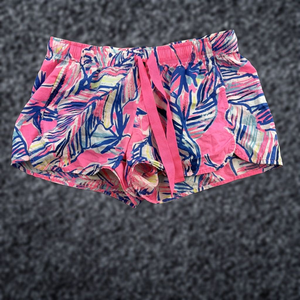Lilly Pulitzer Lilly Pulitzer Shorts Womens XS Pink Blue Tropical Print Drawstring Beach Summer Size 26" / US 2 / IT 38 - 1 Thumbnail