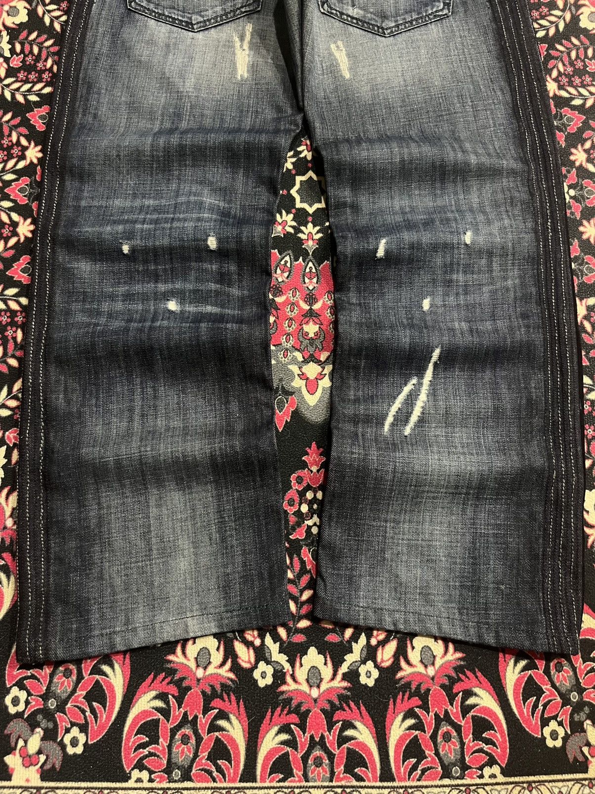 Ben Taverniti Unravel Project Vintage Ben Tavernity Velvet Side Panel Distressed Blue Jean Size US 28 / EU 44 - 10 Thumbnail
