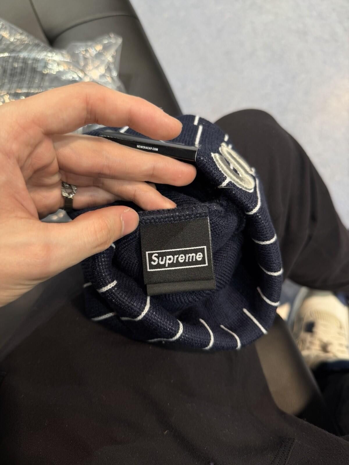 Supreme Supreme New Era Devil S Logo Beanie - Blue Stripe- Brand New Size ONE SIZE - 5 Thumbnail