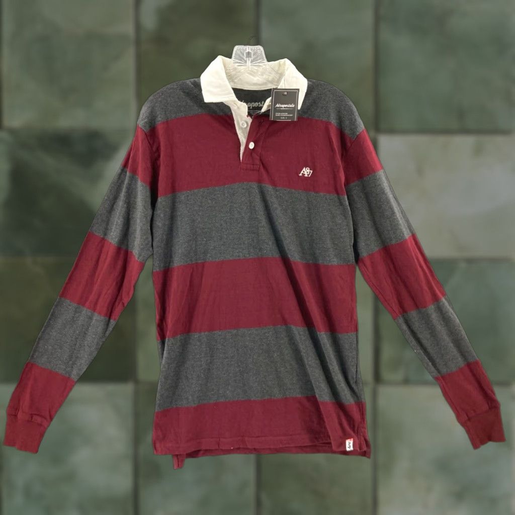 Vintage VINTAGE Aéropostale Polo Shirt Mens Small Long Sleeve Striped Burgundy Classic Casual Size US S / EU 44-46 / 1 - 1 Thumbnail