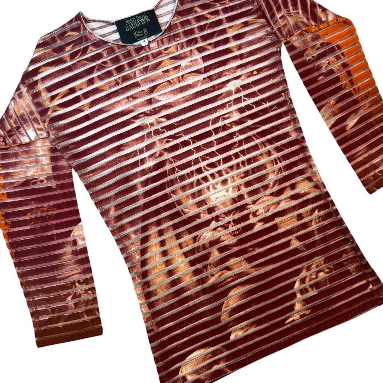 Jean Paul Gaultier Jean Paul Gaultier Gargoyle Red Longsleeve T-Shirt SS2001 Size US XXS / EU 40 - 2 Thumbnail