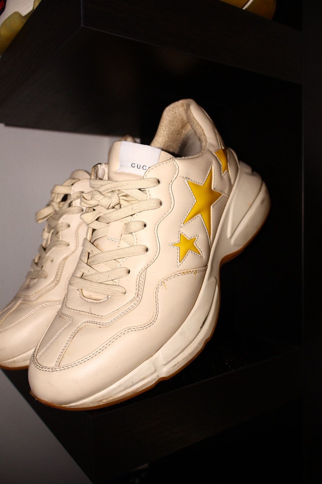 Gucci Gucci Rhyton Leather Star Sneakers – Cream / Yellow Size US 8.5 / EU 41-42 - 3 Thumbnail