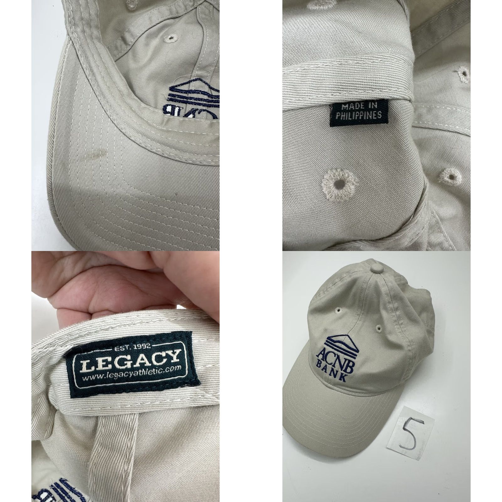 Our Legacy Legacy Unisex Baseball Hat Tan ACNB Blue Embroidered Logo Adjustable Hat Mens Baseball Cap Beige Legacy Adjustab Leagacy Size ONE SIZE - 8 Thumbnail
