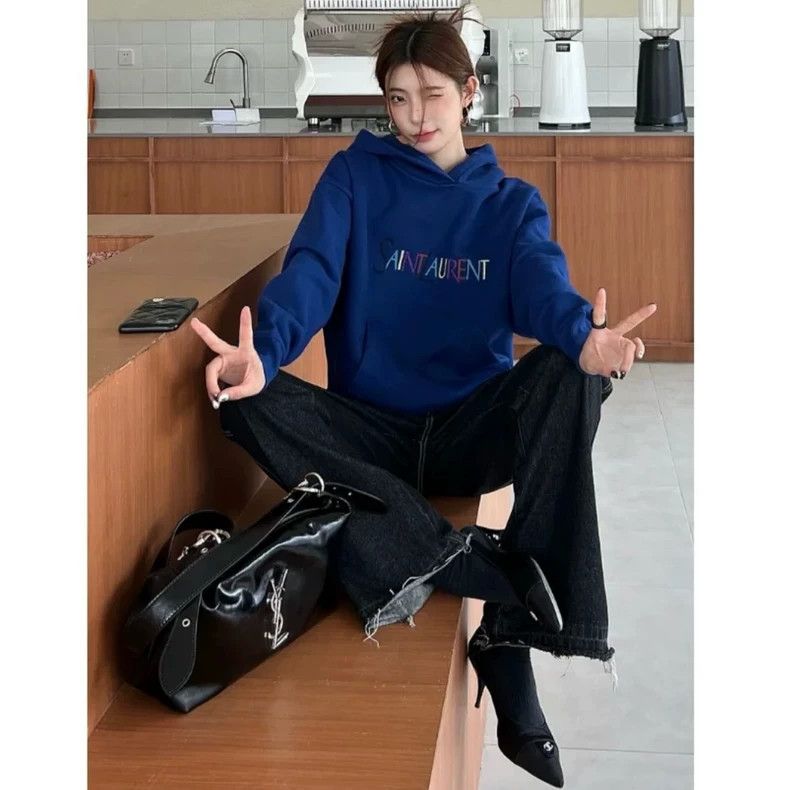 Yves Saint Laurent Saint Laurent Embroidered logo hoodie 2502-Nextarrow Size US XL / EU 56 / 4 - 9 Thumbnail