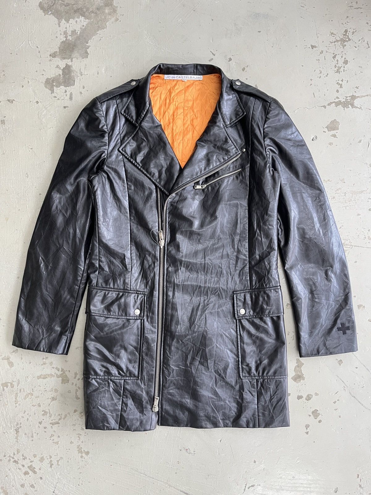 Jean Charles De Castelbajac Rare Je De Castelbajac Double Collar Leather Long Coat Size US M / EU 48-50 / 2 - 3 Thumbnail